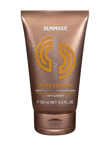 TAN MAXXIMIZER Creme Caramel Tanning Lotion I Bräunungslotion I Caramel Aroma I Guarana Extrakt I Gleichmäßige Bräune I Leichte Textur