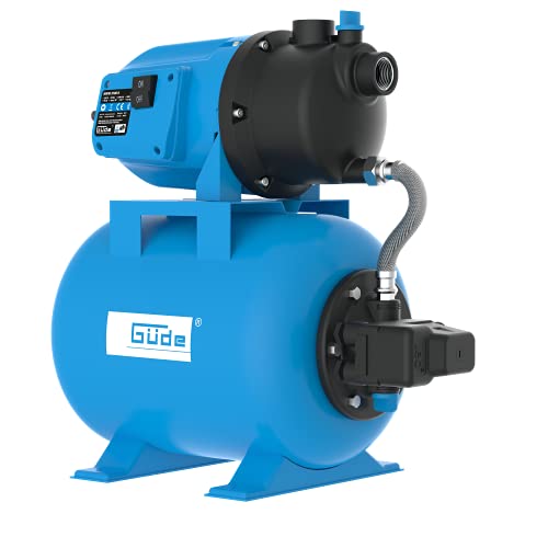 Güde Hauswasserwerk HWW 3100 K (Automatikfunktion, 600 W, Stahltank 24 l, Fördervolumen 3600 l/h, max. Förderhöhe 35 m, max. Ansaughöhe 8 m, Noryl-Laufrad, Manometer, Wasserablassschraube)