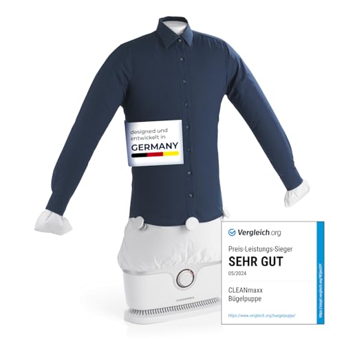 CLEANmaxx automatischer Hemdenbügler | Bügler für Hemden, Blusen & Hosen, schonender als Wäschetrockner und Bügeleisen | Trocknen und in Minuten knitterfrei [weiss]