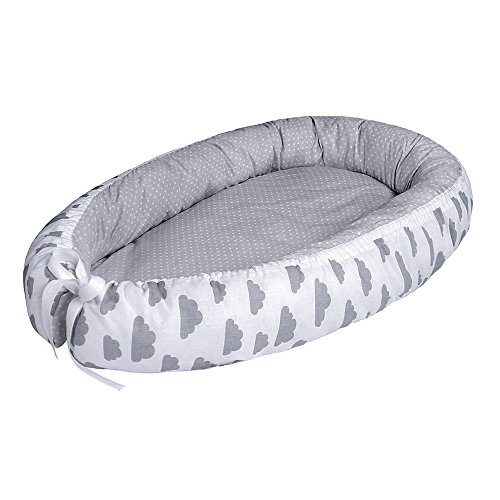 LULANDO Babynest, multifunktionales Kuschelnest für Babys und Säuglinge, Nestchen, Reisebett, 100% Baumwolle, antiallergisch, Standard 100 von Oeko-Tex, hergestellt in der EU, Maße: 80cm x 45cm x 15cm