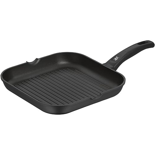 WMF Grillpfanne 27x27 cm mit Ausguss, Aluminium beschichtet, Steakpfanne ideal zum knusprigen Braten, eckige Pfanne, Kunststoffgriff