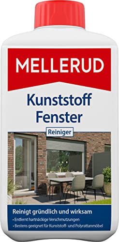 Mellerud Kunststoff Fenster Reiniger | 1 x 1 l | Wirkungsvolles Mittel gegen hartnäckige Verschmutzungen an Fensterrahmen, Rollläden, Jalousien, Kunststoff- und Polyrattanmöbel